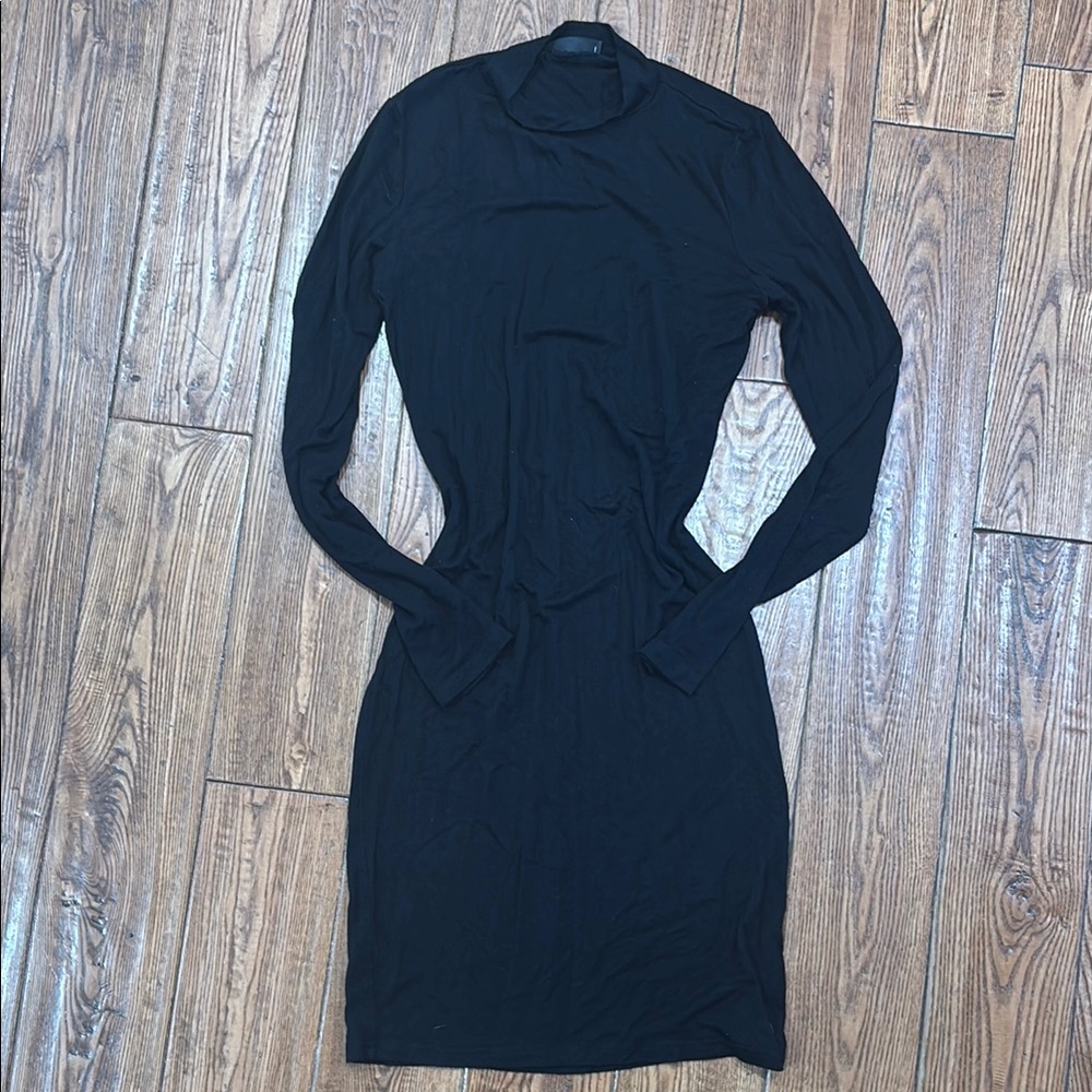 SHEIN Black Mock Neck Bodycon Dress